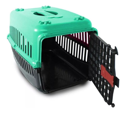 Caixa De Transporte Cachorro Gato Coelho Verde/preto N3 52cm