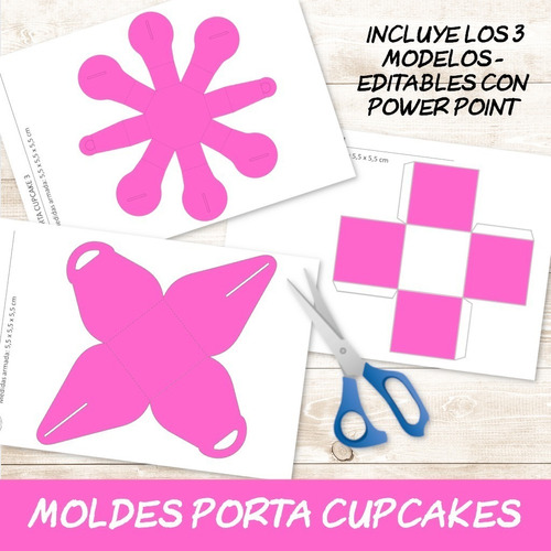 Kit Imprimible Moldes Cajas Para Cupcakes Editables