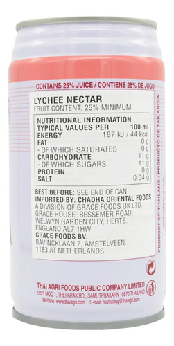 Jugo De Lichi En Lata Bebida Marca Foco Sabor Lychee 350ml