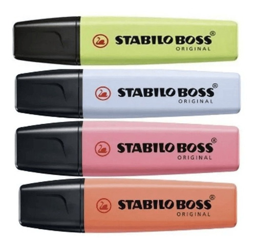 Resaltador Stabilo Boss Pastel Nuevos Colores / 4 Unidades
