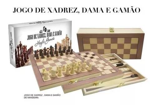 Jogo Xadrez Gamão Dama Xalingo Tabuleiro Dobrável Em Madeira 40 X