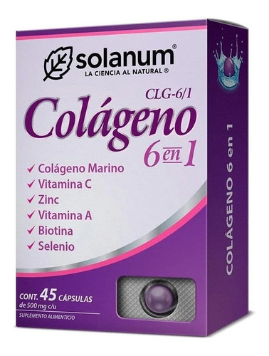 Solanum Colágeno 6 En 1 Vit.c, Zinc, Vit. A 45 Capsulas Sfn Sabor Sin sabor