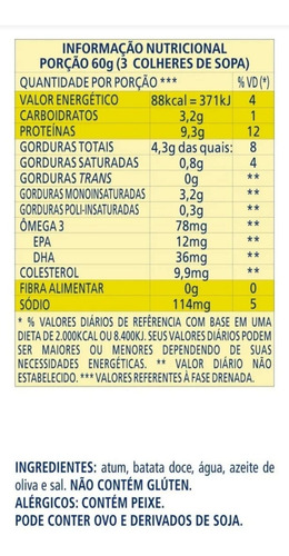 02 Salada C/ Atum, Batata Doce E Azeite Gomes Da Costa 150g