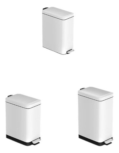 Bote De Basura Rectangular Acero Inoxidable 5l Blanco Mate
