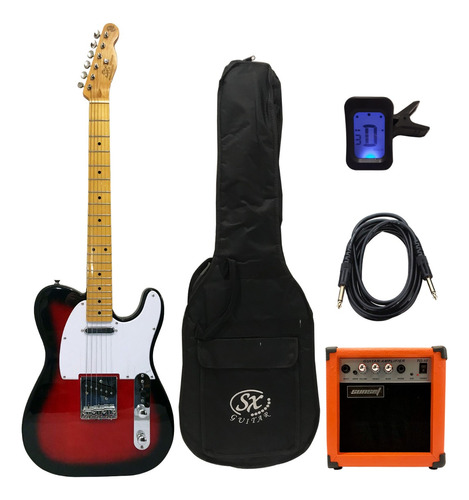  Kit Combo Guitarra Eléctrica Amplificador Funda Cable Pua 