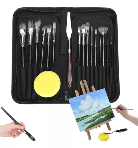 Set De Pinceles Plano 5 Pcs Pintura Acuarela Acrilico Oleo