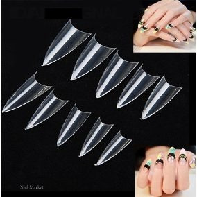 Tips Stiletto Transparentes Y Naturales X 100 Unidades