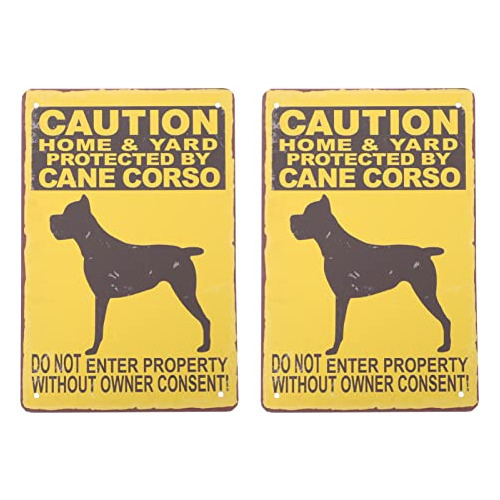 Señal De Advertencia Beware Of Dog: Cane Corso De Metal De H