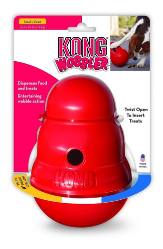 Brinquedo Kong Interactive Wobbler tamanho S para cães, máximo de 12 kg, cor vermelha