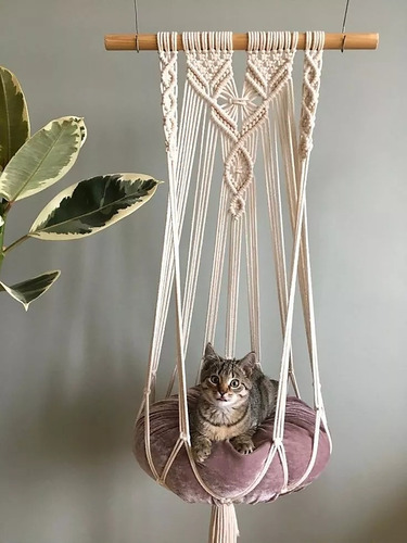 Cama Para Gato En Macramé, Beige,  Usado