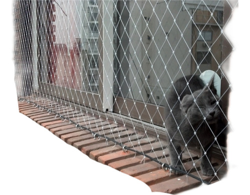 Kit Autoinstalable 27m2 Red Balcones, Ventanas, Niños, Gatos Transparente 13.5 X 2