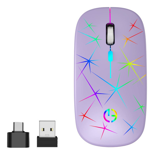 Taiyang Mouse Inalmbrico, Mouse Rgb Silencioso Ptico Porttil