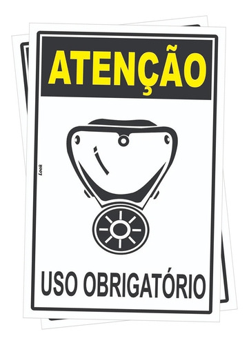 Kit 2 Placas Epi Atenção Uso Obrigatório Máscara Gás Toxico