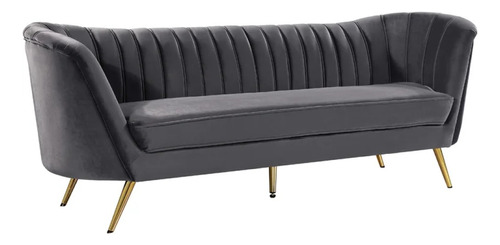 Sofa Carlet 3 Puestos Terciopelo Gris 200x080x085
