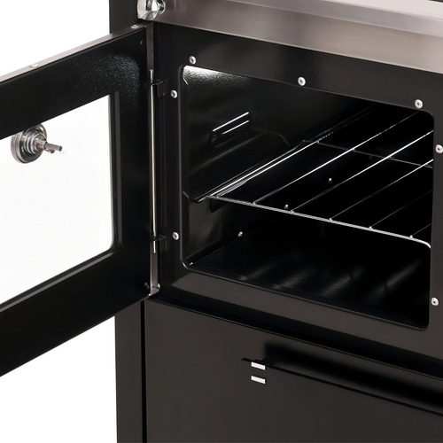 Fogão A Lenha Prime Glass Preto Lado Esquerdo Hfs2glep Hidro