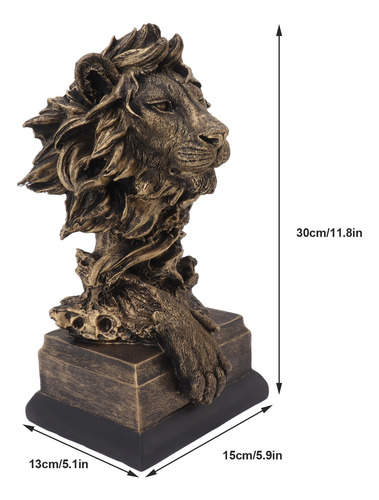 Escultura De Cabeza De León, Resina, Vívida Y Realista, Artí