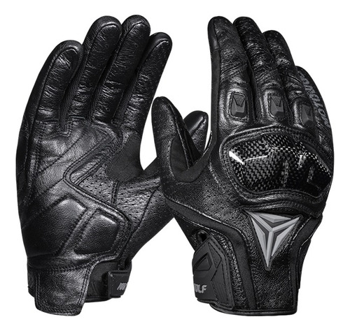 Guantes De Moto En Cuero Transpirables Protección Carbono 