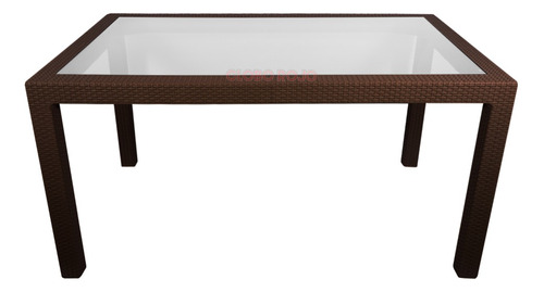 Mesa Rectangular Símil Ratan Vidrio Templado 150x90cm