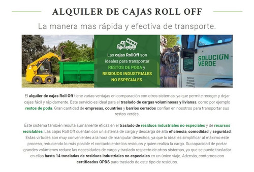 Servicio Roll Off Para Podas Y Otros Reciclables.
