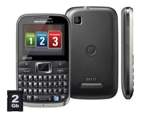 MOTOROLA EX115 MOTOKEY CINZA C/ CÂMERA 3MP, DUAL CHIP, MP3, FM, BLUETOOTH