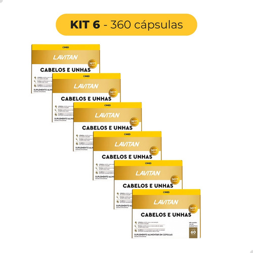 Vitamina Lavitan Cabelo Unha 360 Caps Alternativa Pantogar