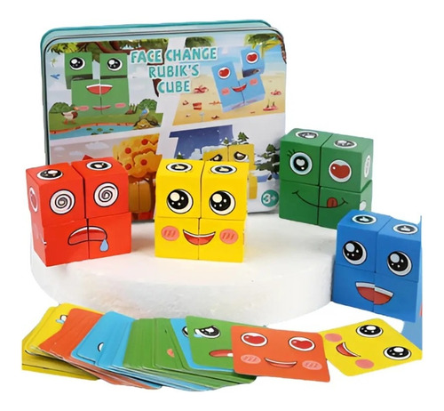 Juego De Mesa Puzzle Didáctico Bloques De Madera Expresiones