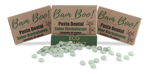 Pasta Dental Solida Tabletas Bam Boo! Lifestyle® Hierbabuena