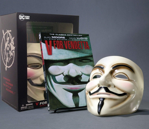 V For Vendetta Book & Mask Set Tapa Dura