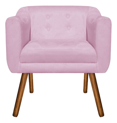 Kit Namoradeira 02 Lugares E 02 Poltronas Julia Suede Cor Rosa Bebê
