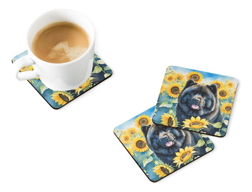 Carolines Treasures Chow Chow En Girasoles Posavasos De Espu