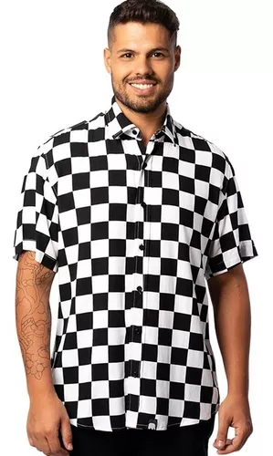 Camisa Xadrez Preto e Branco