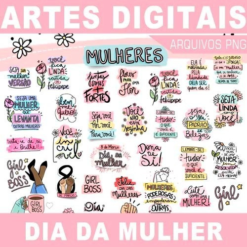 Pacote Artes Png Dia Internacional Da Mulher Estampas