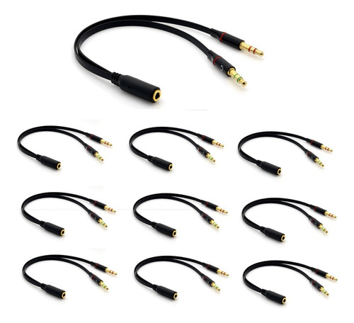 Pack X10 Cable Adaptador 3.5mm Para Audifonos Con Micrófono
