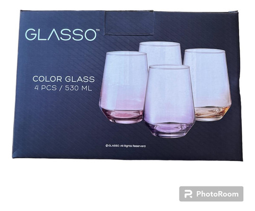 Set De 4 Vasos Glasso Fondo Color Color Colores