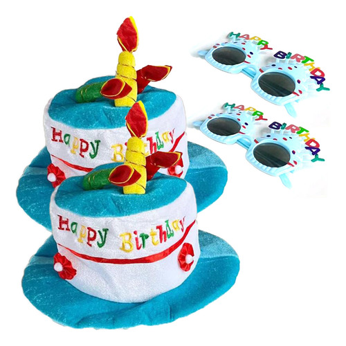 Kit De 2 Sombreros Y Gafas Para Tarta De Cumpleaños