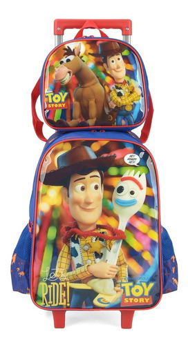 Mochila Rodinha Escola Infantil  Lancheira Toy Story Disney Cor Azul-marinho
