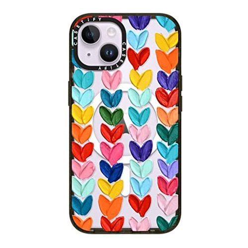 Funda Para iPhone 14 Polka Daub Hearts - Glossy Negro-02