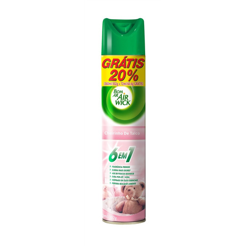 Bom Ar Airwick Aerossol Cheirinho De Talco 360ml Grátis 20%