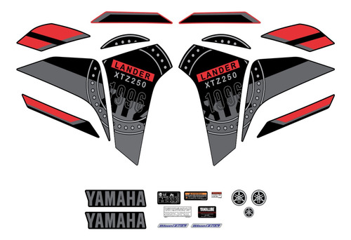 Kit Adesivos Yamaha Lander Xtz 250 2023 2024 Vermelho + Logo