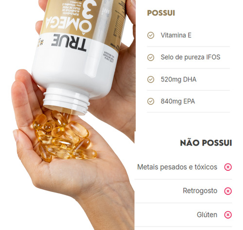 Ômega 3 - Selo Ifos 840 Epa 520 Dha Vitamina E - True Source
