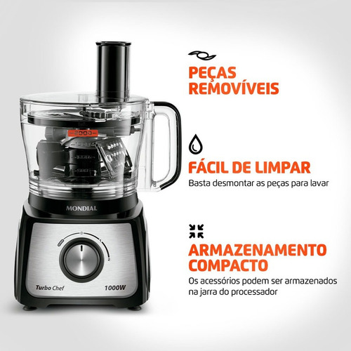 Multiprocessador Mondial Mpn-01-bf Preto 1000w 220v Preto