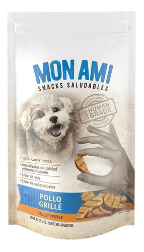 Snack saludable para perros Mon Ami Human Grade pollo grillé x 75gr