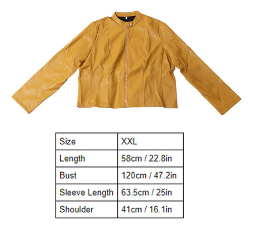 Chaqueta De Pu Con Cremallera Y Cuello Alto Para Mujer