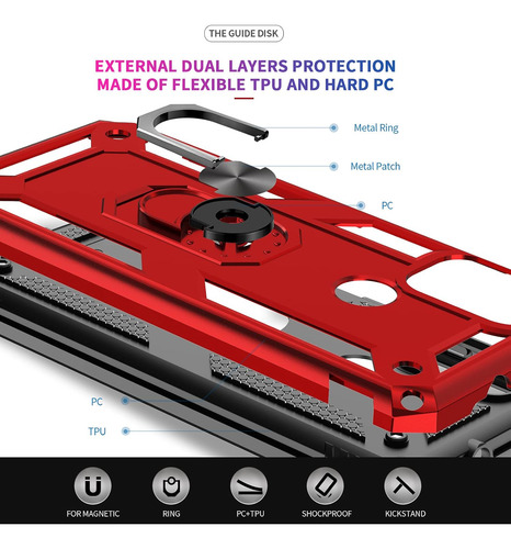 Funda Uso Rudo Para Redmi Note 10/10s Carcasa+mica+lente Rojo Redmi Note 10 4g/note 10s/xiaomi Poco M5s