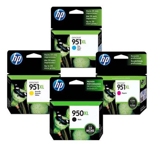Kit De 4 Cartuchos Hp 950xl Black, 951xl Cyan Magenta Yellow