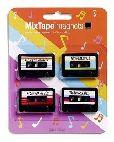 Imagen 1 de 1 de Imanes Cassette Mixtape X 4 Retro Diseño Deco Iman Ohmyshop