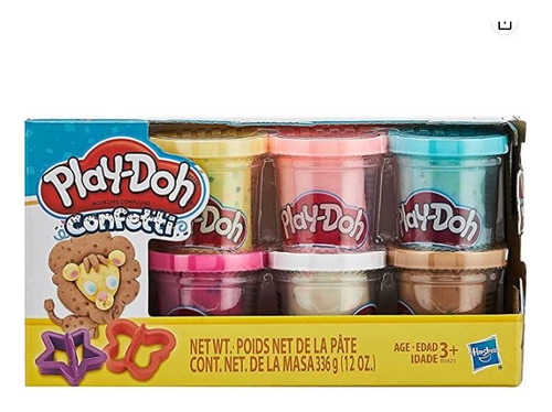 Play Doh Confetti 6 Potes  + 2 Moldes