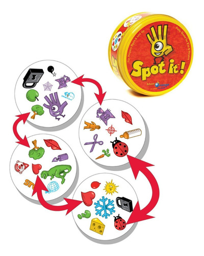 Juego De Cartas Mesa Game Spot It Clásico Rojo