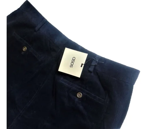 Pantal n En Pana Corte Azul Oscuro Slim Fit Marca Asos Uk Cuotas