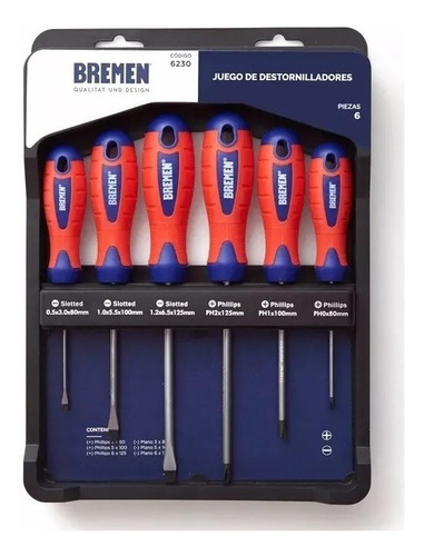 Set Destornilladores Bremen 6pz Imantados Profesionales 6230